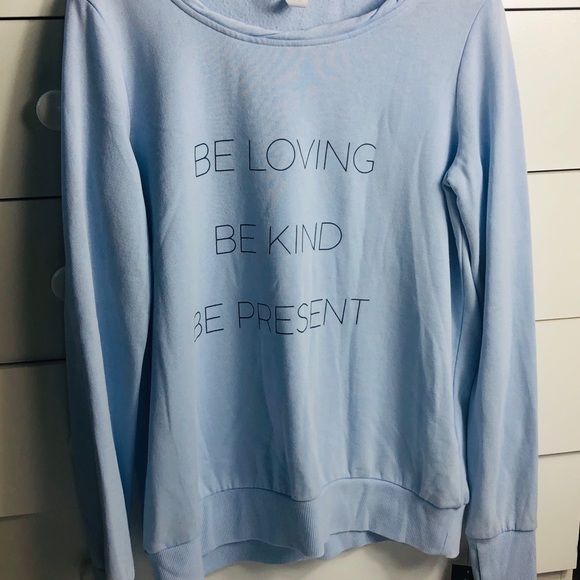 🌿50% off! Ideology Light Blue Be Loving Long Sleeved Crewneck Top Size Small - Picture 2 of 6